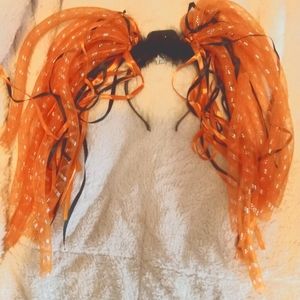 Halloween Black And Orange Ribboned Headband